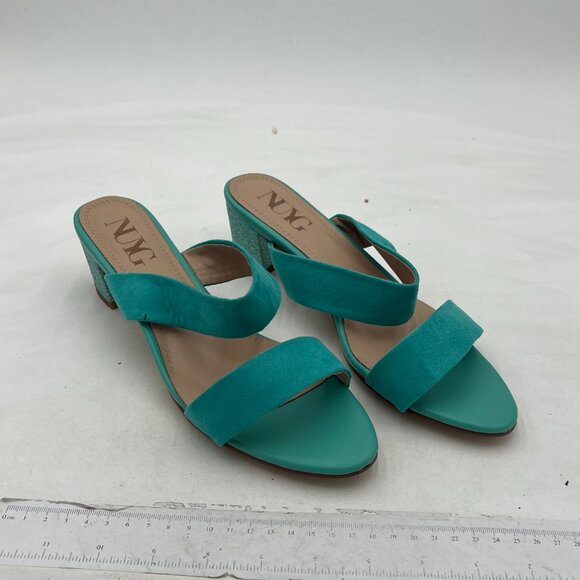 Light Blue Open Toe Low Chunky Heel Slides Mules Slip On Thong Sandal Dress Shoe - Picture 2 of 6